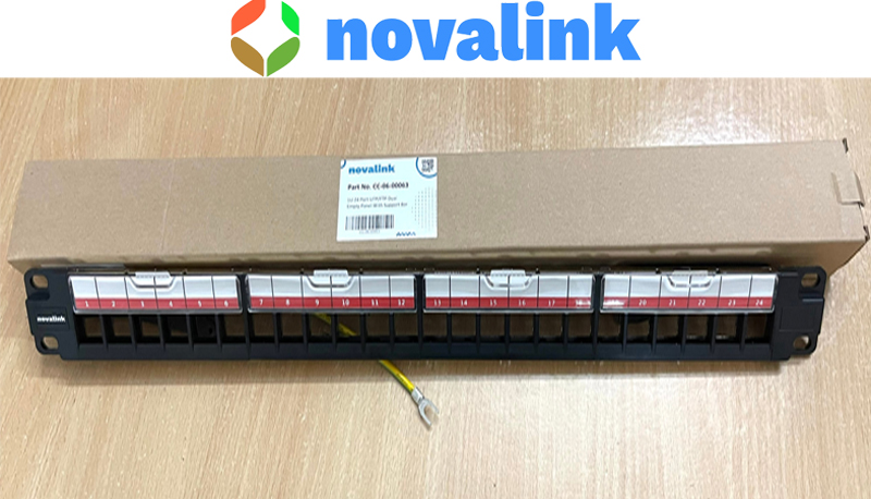 Patch Panel Cat6A Novalink 24 cổng CC-06-00063 | Khung gắn module chuẩn Shielded 1U